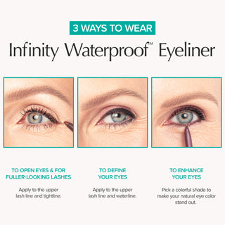 Infinity Waterproof Eyeliner: 3 Ways to Wear Infographic
