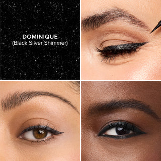 Gallery | BEB Sparkling Liquid Eyeliner | Dominique (Black Silver Shimmer) Macro Grid