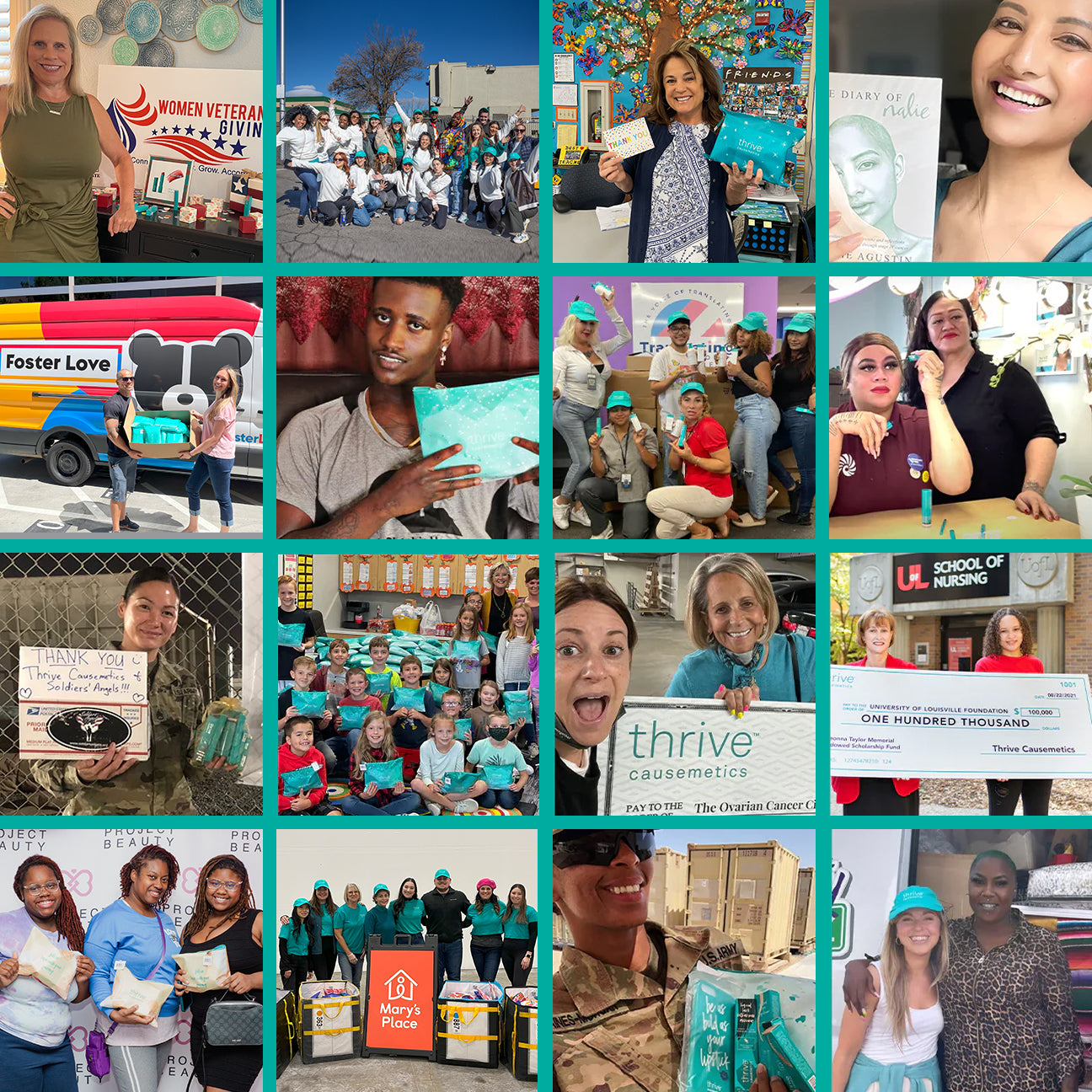 Collage of people involved in charity and community service activities.