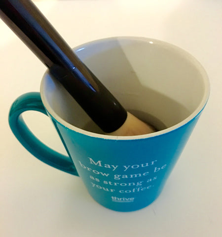 Thrive Causemetics Brow Game Strong Mug with makeup brush