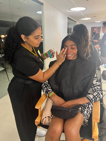 makeup artist and model